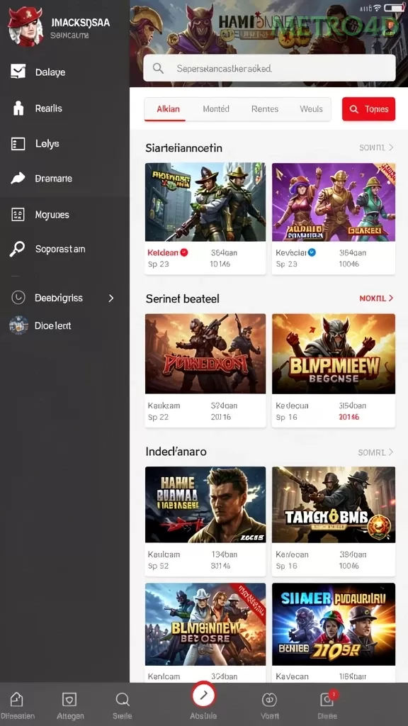 Cuplikan layar WIN33 — menu navigasi